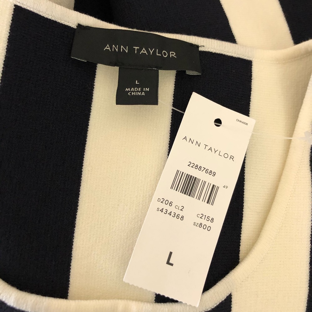 Ann Taylor Atlantic Striped Knit Peplum Top L - Picture 6 of 6